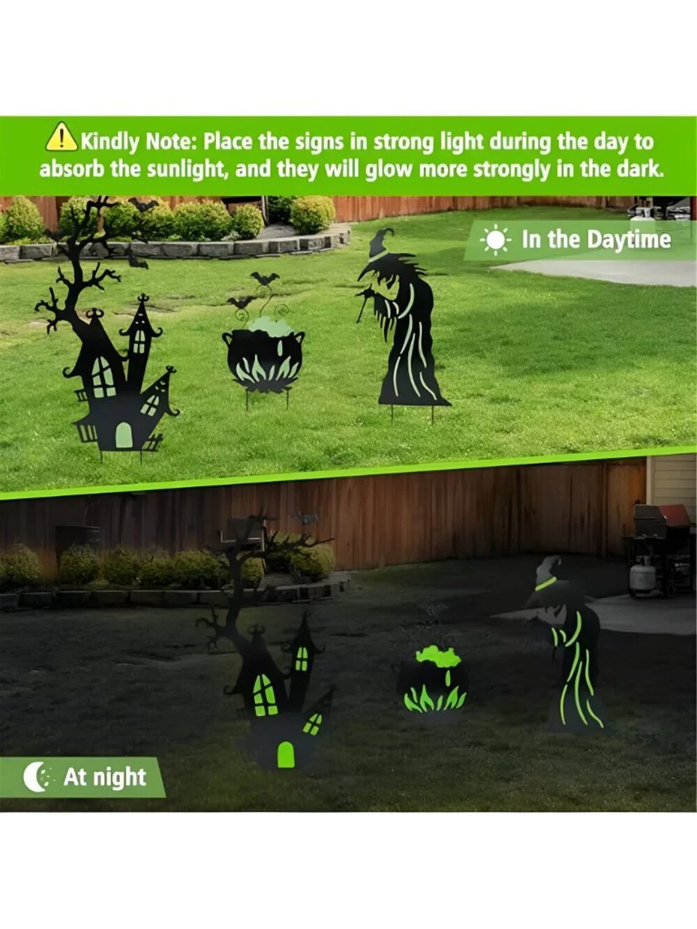 Outdoor Halloween Yard Signs Decorations, 3 Pack Halloween Yard Stakes